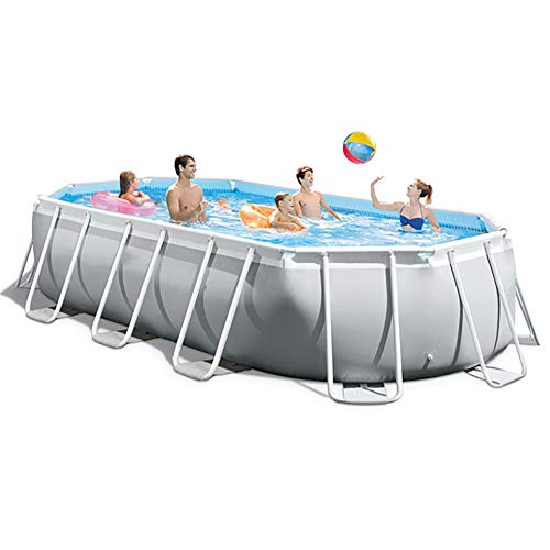 ZDYLM-Y Piscina Desmontable Tubular con Bomba de Filtro, paño, Cubierta de Piscina, Escalera mecánica, Gris