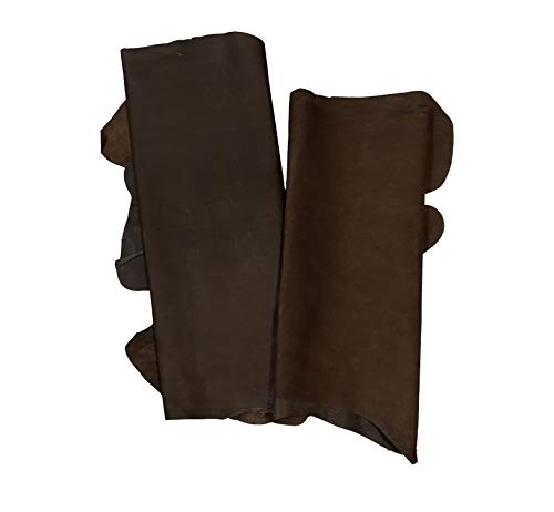 Zerimar Piel Cuero Pack de 2 Pieles | Retales de Piel para Manualidades | Piel Cuero | Color: Marron oscuro | Medidas: 95x60 cm