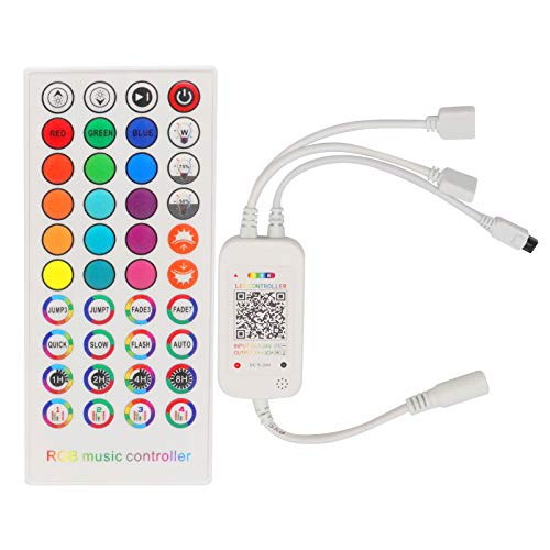 ZHITING Controlador LED de música Bluetooth con control remoto IR de 40 teclas para luz LED RGB 5050 LEDs cinta cinta Sincronización de música DIY colores Cambio de tiempo Smart APP Control
