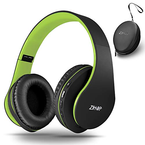 zihnic Auriculares Bluetooth Inalambricos, Cableados con Micrófono Plegables Estéreo Cascos Inalambricos Bajos Profundos para TV/PC/Teléfonos Celulares, Diadema con Orejeras Confortables