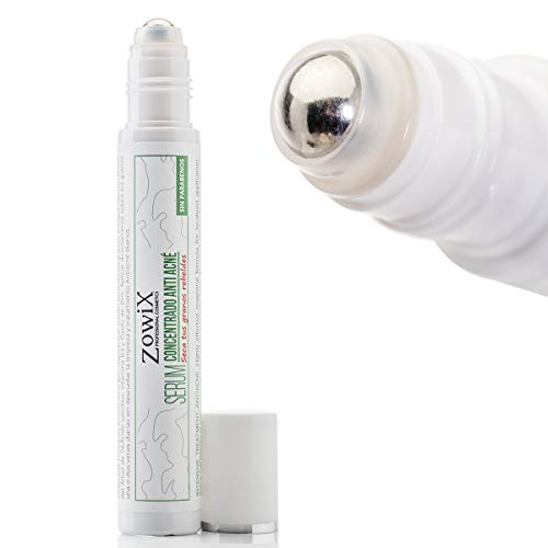 ZOWIX. Serum Concentrado antiacne. Elimina el acné facial. Envase Roll on super práctico. Eficaz en granos, espinillas y puntos negros. 25ml