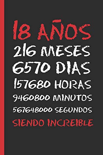 18 AÑOS SIENDO INCREIBLE: REGALO DE CUMPLEAÑOS ORIGINAL Y DIVERTIDO. DIARIO, CUADERNO DE NOTAS, APUNTES O AGENDA.