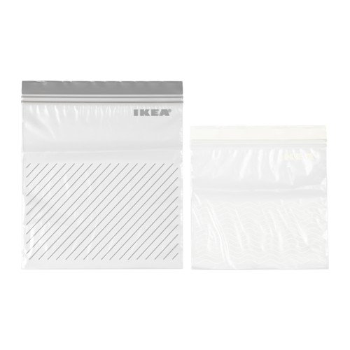 2 x paquetes IKEA, juego de 100 bolsas para congelar; pueden abrirse varias veces, blanco, 50 bolsas 1,2 l, 50 bolsas 2,5 l; gris.
