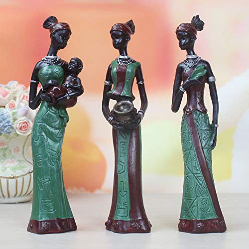 3 figuras de resina para mujer africana, diseño de mujer