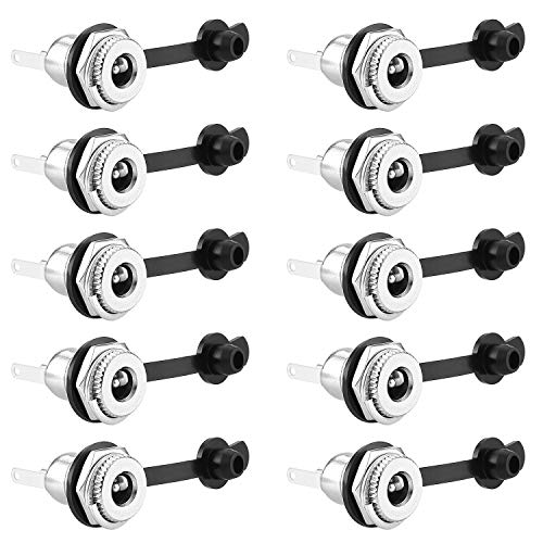 5,5 x 2,1 mm DC Power Jack Socket Adaptador de conector de enchufe de alimentación de montaje en panel hembra con tapa a prueba de polvo 10PCS