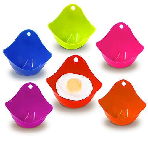 6 escalfadores de huevos de silicona, huevos escalfados, huevos escalfados, perfectos para escalfar huevos, multicolor, extragruesos