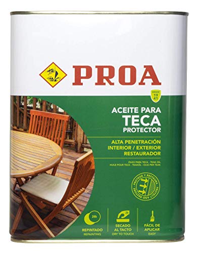 Aceite para Teca. PROA. Protección y nutrición para la madera. Renueva tus muebles de jardín.