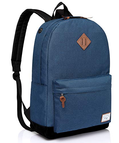 Adolescentes Mochila Escolar, Kasgo Hombre Clásico Casual Mochila Se Adapta a 15.6 Pulgadas Portátil Mochilas Niño Azul Oscuro