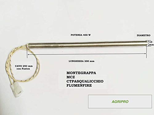 Agripro - Resistencia de encendido para estufa de pellets (10 x 200 mm, 400 W)