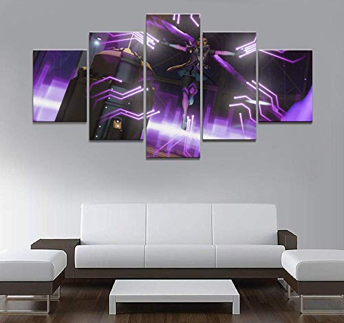 Airxcn Impresiones en Lienzo póster de decoración del hogar imágenes en HD Impresiones Lienzo 5 Piezas Modular Overwatch Olivia Colomar Juego Sala de Estar Pintura