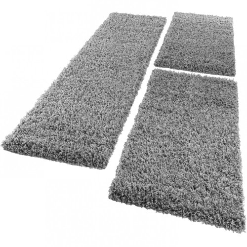 Alfombras Rodear Cama Kit Alfombrillas 3 Piezas Shaggy Alfombra Pasillo Gris, tamaño:2X 70x140 1x 70x250