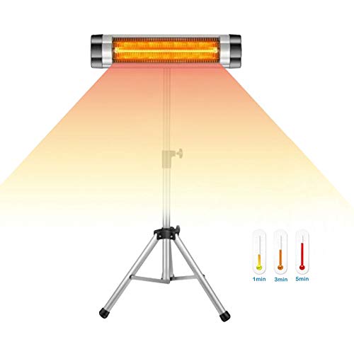 ALINILA Calefactor Portatil,Calefactor por Radiación Infrarrojo para Terraza,Soporte Telescópico Ajustable en Altura, Aplicable a Terrazas de Jardín Interiores y Exteriores (2000W)