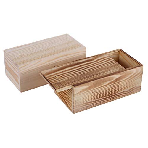 Angoily 2 Piezas Caja de Regalo de Madera Rústica Tapa Deslizante Caja de Almacenamiento de Joyería de Bricolaje Cajas de Madera de Recuerdo Vitrina de Joyería Regalos