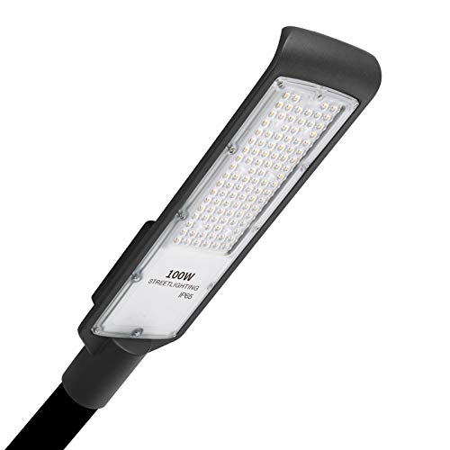 Ankishi Farola LED de calle, 100 W, 8000 lm, iluminación exterior, lámpara de mástil para patio, IP67, blanco cálido 3000 K, luz de seguridad para pared, aparcamientos con luz