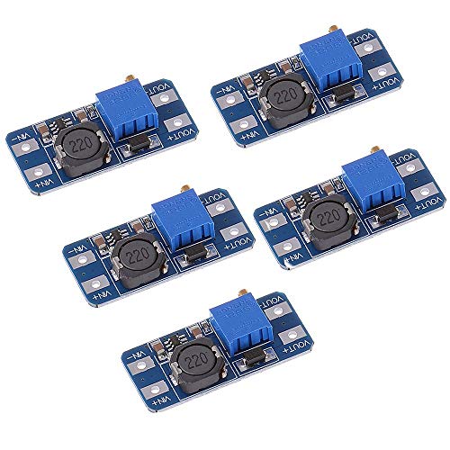 ARCELI 5PCS MT3608 Step-Up Ajustable DC-DC Switching Boost Convertidor Módulo de Fuente de alimentación 2-24V a 5V-28V 2A