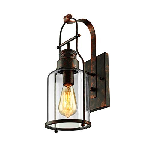 BAYCHEEREjército Farol Retro Vintage lámpara colgante techo la Industria araña lámpara de techo Casquillo E27 Regulable con Cristal para salón comedor restaurante, 18'' H Lampe, E27 40.00 watts