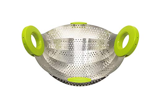 BES Escurridor para Pasta de Vapor, Plegable, para Cocina, casa, Pasta Silvergreen