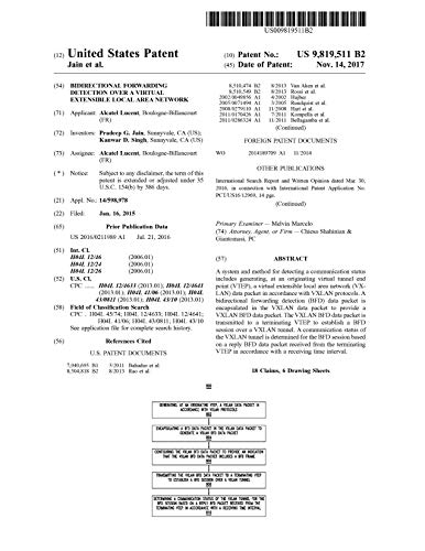 Bidirectional forwarding detection over a virtual extensible local area network: United States Patent 9819511 (English Edition)