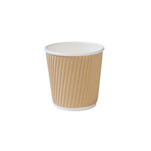 BIOZOYG Taza de Kraft Marrón Corrugado para café I Taza degustación orgánica desechable 100 ml/4 oz 100% Biodegradable, Certificado compostables i 500 Pieza de Taza de Espresso sin Imprimir