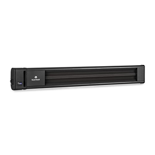 Blumfeldt Cosmic Beam - radiador infrarrojo, Calefactor de terraza, Calefactor de Infrarrojos, 1800 W, Resistente a la Intemperie, protección Clase IP24, Control Remoto, Aluminio, Negro