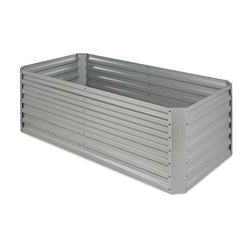 Blumfeldt High Grow Straight bancal - Macetero, Flores, Hierbas y Verduras, 180 x 60 x 90 cm, Ampliable, 970 litros, Acero, Resiste el Mal Tiempo, Libre de Caracoles, Galvanizado, Plateado