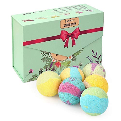 Bombas de Baño - Liberex Set de 6 Bolas de Baño Efervescentes, Sal de Baño con Aceites Esenciales Naturales, Relajante de Cuerpo, Efecto Hidtatante, Spa de Aromaterapia (6 * 100g)