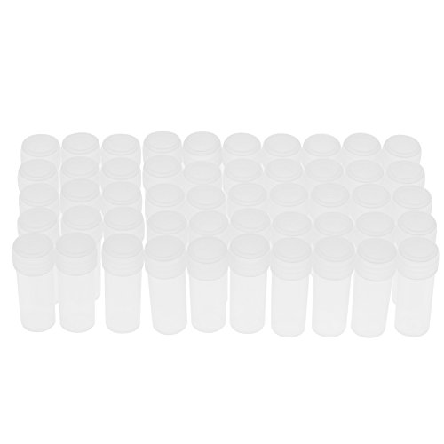 Botellas de plástico para muestras de 5 ml Recipiente de almacenamiento de plástico PE, 50 piezas de tubos de ensayo de plástico Recipiente de almacenamiento vacío con tapa para aceite reactivo