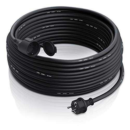 Brandson - Cable alargador Exterior de 3500 W - 3 Conductores - Uso Exterior - 40 m - IP44 con Enchufe Schuko - Alargador de alimentación - 230 V - con Tapa Protectora - Cable eléctrico Exterior