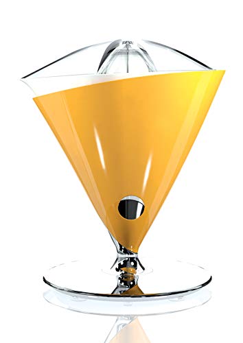 BUGATTI, Vita, Exprimidor eléctrico con jarra en vidrio templado soplado incluida, Capacidad 0,6 litros, Filtro en acero inoxidable, 80 W, Color Amarillo