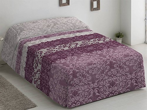 Camatex - Conforter Catalina Cama 150 - Color Malva (edredón de Acolchado Grueso época de frío con Cintas y Botones como Sistema de Ajuste)