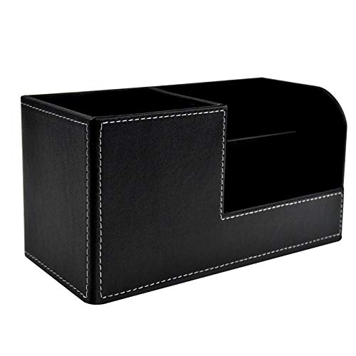 Chstarina Organizador De Escritorio, Multifunzionale Soporte De Escritorio En Elegante Cuero Negro De PU, Organizador de Oficina ParaTeléFonos , PapeleríA, Tarjetas De Visita, BolíGrafos