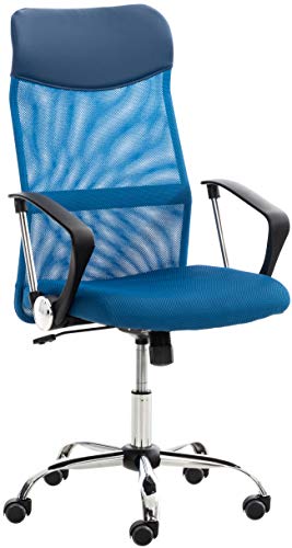 CLP Silla De Oficina Washington Tapizada En Red I Silla De Ordenador Ergonómica & con Ruedas I Silla De Escritorio Moderna I Color:, Color:Azul