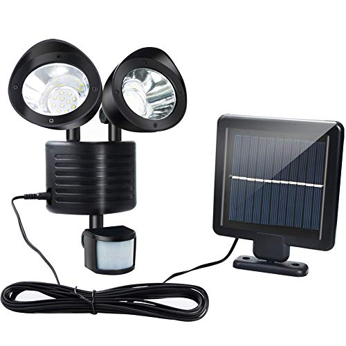 CNSUNWAY LIGHTING Luz LED Solar Exterior 22 LED, IP65 Impermeable con sensor de movimiento Lámpara Inundación Ajustable de Doble Seguridad Para Exteriores Para Puerta de Entrada Patio Garaje Jardín