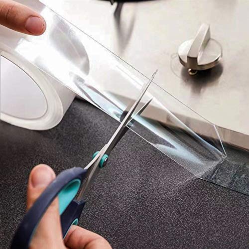 cococity Tiras Autoadhesivas, Cinta de Sellado, Cinta Resistente al Agua, Sellador Rollo Impermeable Tira Transparente para Recortadora Protección Cocina 30 mm x 5 m