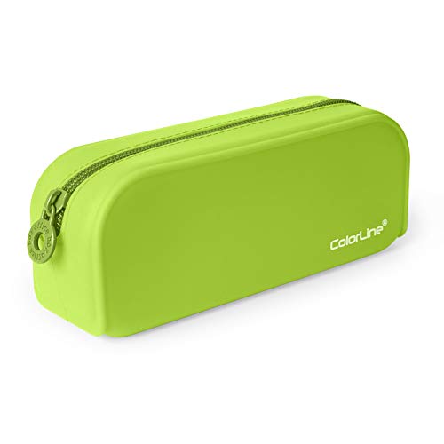 Colorline 58111 - Portatodo de Silicona con Tacto Ultra Soft de Alta Resistencia, Estuche Multiuso para Viaje, Material Escolar, Neceser y Accesorios. Color Verde Claro, Medidas 18 x 7 x 5 cm