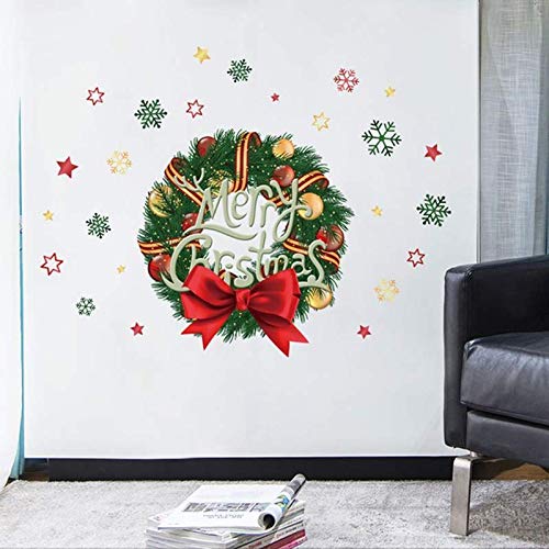 CROSYO 1pc Navidad Guirnalda Pegatinas de Pared PVC Ventana Vidrio Calcomanía Santa Claus Mural Arte Año Nuevo Decoración de Navidad for Home Shop (Color : As Shown)