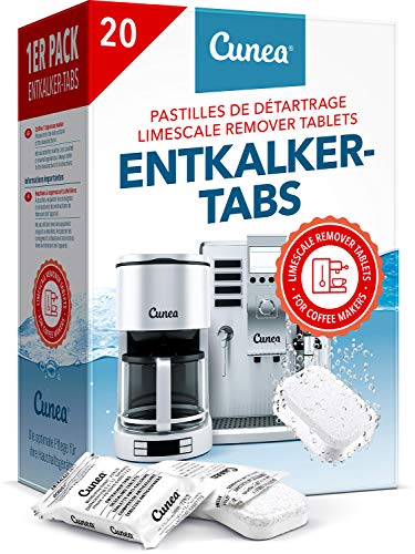 Cunea descalcificador de pastillas tabletas para eliminar la cal. pastillas descalcificadoras para cafeteras automáticas y hervidor de agua Cafetera automática 20 Tabs