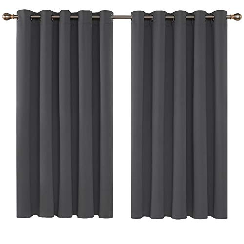 Deconovo Cortinas Dormitorio Moderno Térmica Aislante con Ojales 2 Piezas 168 x 138 cm Gris Oscuro