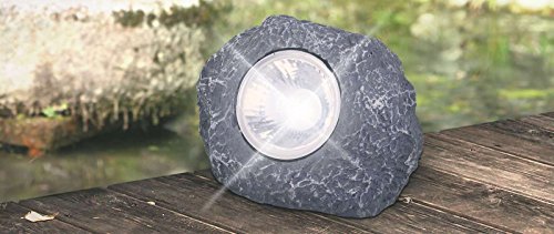 Deko piedra con farol solar LED Luz solar jardín lámpara Jardín Decoración Jardín Piedra decorativa (iluminación exterior, Batería, luz para jardín, jardín iluminación, 8 x 6 x 5,5 cm)