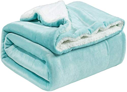 Delgeo Manta (Verde) Bedsure Manta Reversible de Franela/Sherpa 150x200cm - Manta para Cama 90 de 100% Microfibra Extra Suave - Manta de Felpa Turquesa