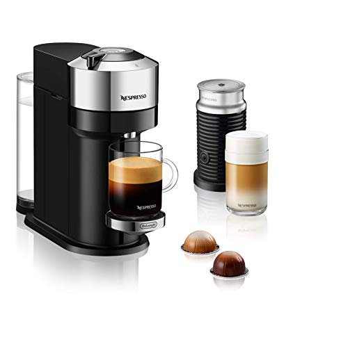 De'Longhi Nespresso Vertuo Next ENV 120.CAE - Cafetera de cápsulas con espumador de leche Aeroccino, color cromado