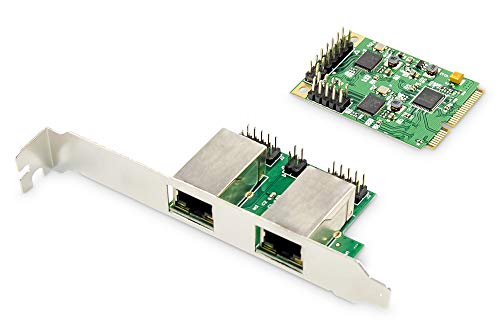 Digitus - Mini PCI Express de 2 Puertos Gigabit Ethernet (Red única, Soporte de Perfil bajo, chipset Realtek)