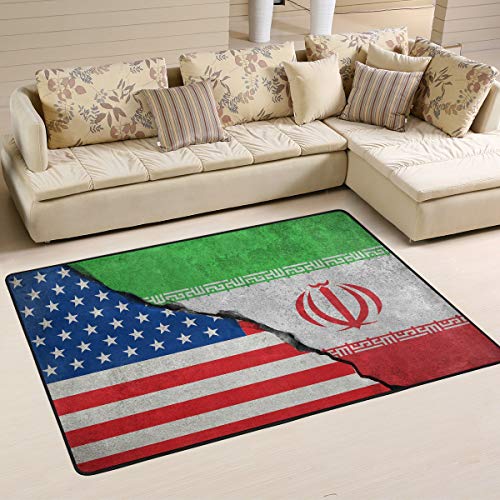 DXG1 Alfombra de área de Bandera de América iraní, Antideslizante, Suave, para Yoga, Juegos de niños y Mascotas, para Dormitorio, Sala de Estar, Sala de Juegos, Color-1, 2 x 3 ft