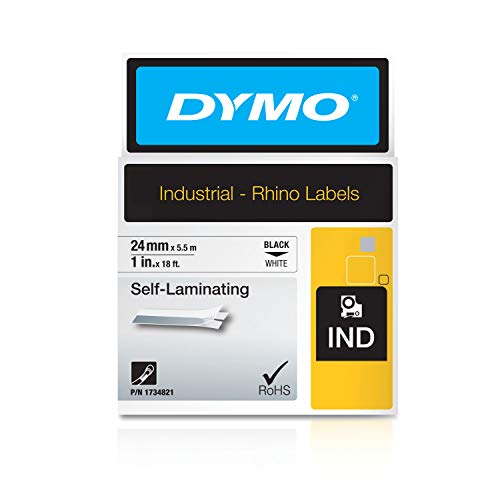 Dymo 1734821 - Cinta de vinilo adecuado para ID1 auto laminadas, 24 mm x 5.5 m, color negro y blanco