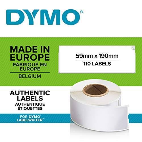 DYMO LW - Etiquetas auténticas multiusos/de LAF grandes, 59 mm נ190 mm, rollo de 110 etiquetas con reverso fácil de retirar, autoadhesivas, para rotuladoras LabelWriter