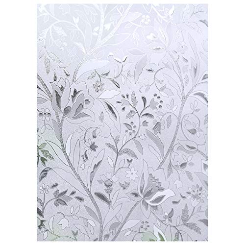 EASEHOME Vinilo Ventana Autoadhesiva Pegatina de Ventana Cristal Película Decorativa Papel Adhesivo Láminas Electrostatica Film Estática Opaco 7.3"x78.7"(44x200cm), Flor de Tulipán