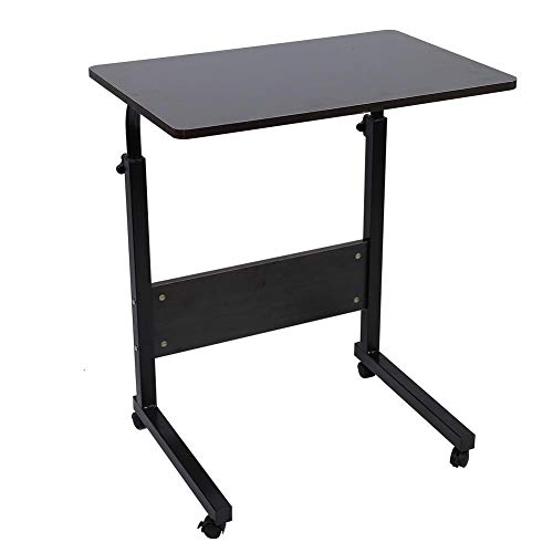 EBTOOLS Escritorio Móvil con Ruedas para Ordenador Portátil Laptop, Mesa para Computadora PC, Estación de Trabajo en Hogar y Oficina, Mesa Auxiliar para Cama Sofá, Ajustable 71,5-85cm(Negro)