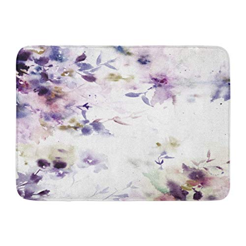 ECNM56B Doormats Bath Rugs Door Mat Flower Floral Watercolor Bouquet Birthday Pattern Lilac Spring Wedding 15.8"x23.6"