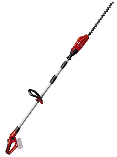 Einhell 3410820 - Cortasetos telescópico, asa/botón de motor inclinable, correa de soporte, 1700 cortes/min, color negro y rojo