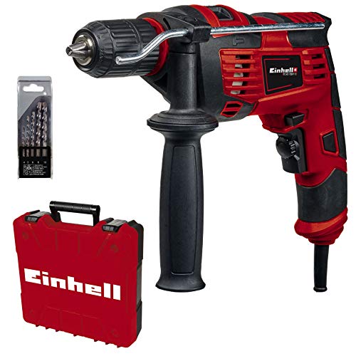 Einhell Juego de Taladro percutor TC-ID 720/1 E (perforación/ taladrado de Percusión, portabrocas de Liberación Rápida de 13 mm, Incluye juego de brocas de 5 piezas para hormigón)